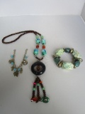 Lot of fashion jewelry bracelets and a beaded necklace