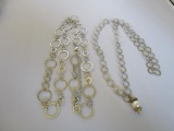 Lot of 2 silver-tone fashion jewelry circular link necklaces one marked Chicos