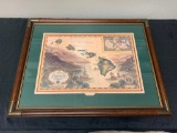 Map Of The Sandwich Isles By Artist Cartographer Blaise Domino Framed Print