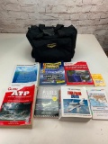 Lot of Jeppesen Aviation Airway Manual, Pilot Course, Training Books with a Jeppesen flight bag