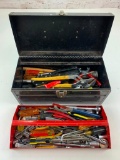 Penncraft Metal Tool Box full of tools- Wrenches, Sockets, Drivers, Screw Drivers and more