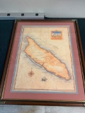 Aruba Map Print by J. longacre Framed