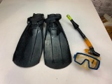 U.S. Divers Pulse Swim Fins Open Heel Scuba Flippers Size Large plus Googles and goggles, Snorkel