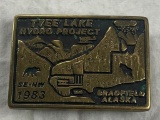 Vintage 1984 Tyee Lake Hydro Project Bradfield Alaska Belt Buckle Brass