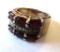 925 ring with red and marcasite stones Sz. 6 3/4 - 9.09g TW