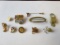 Lot of gold-tone service pins, lapel or hat pins, and other small items