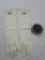 Pair of vintage, beaded evening gloves with gold plated Klik glove lock