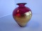 Hand painted gold on cranberry-colored glass bud vase signed by the artist 1996 4