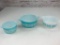 Lot of 3 Vintage Pyrex Amish Turquoise Nesting Mixing Bowls