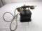 Vintage 1920's hand crank telephone from Paris, France. Brass in a black wood box.