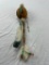 Native American ceremonial gourd shaker on staff with feathers and beads 18