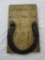 Roxy's horse shoe 1950's from Warren Sanitary Milk Co.'s Horse Barn mounted on wood plaque.