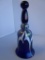 Stewart Abelman cobalt pulled feathers art class hand blown bell 1979 signed and numbered 480/1500