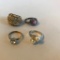 Lot of 4 Misc. Costume Rings of Various Sizes