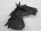 Black cast iron horse head candy or key dish marked Iron Art JM 70 - 7