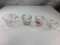 Lot of 4 Different sizes pyrex Glass measuring cups