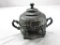 Vintage Woodman Cook Co. 1223 Footed Quadruple Plate Footed, Covered Compote Bowl