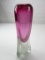 Unique crystal amethyst-color bubble art glass vase made in Poland by Adam Jablonski