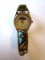 Eternity quartz ladies wristwatch turquoise and mother of pearl on sterling 1/20 12K G.F. clasps