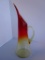 Vintage Amberina Blenko Crackle Glass Pitcher. No markings. 13