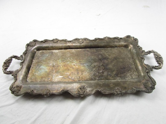 Footed silver plate serving tray inscribed 1978 Anniversary Month Award