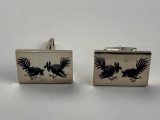 Vintage 98% Silver - TAXCO Men's Cufflinks with Roosters 26.4 Grams