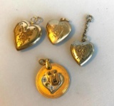 Lot of 4 Misc Gold-Toned and Gold-Filled Necklace Pendants