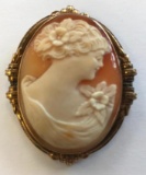 Vintage 10k Gold Cameo Brooch Pendent 2