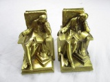 Set of brass bookends sleeping scholar from PM Craftsman Eaton Park, Florida 5