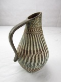 Handmade German pottery pitcher numbered with makers mark and signature 7.5