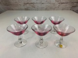 Lot of 6 Vintage Tiffin Champagne Cocktail Glasses Pink