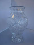Clear cut glass flower vase 9.5