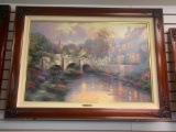 Thomas kinkade Framed Canvas print COBBLESTONE BROOKE Signed and numbered with COA