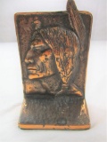 Vintage copper over metal Native American brave bookend 5.5