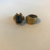 Lot of 2 Misc. Gold-Toned Costume Rings of Various Sizes