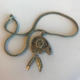 14KT Gold Necklace Chain with Sterling Silver Native American Pendant