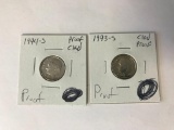 1993-S and 1994-S Clad Proof US Roosevelt Dimes Ten Cent Coins