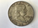 1961-D 90% Silver Franklin Half Dollar 50 Cent Coin