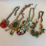 Lot of 4 Misc. Gold-Toned and Silver-Toned Costume Statement Necklaces