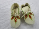 Suede baby bootie moccasins with beads