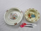 Lot of vintage baby bowls and spoons