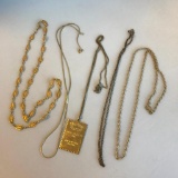 Lot of 5 Misc. Gold-Toned Chain Necklaces