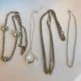 Lot of 4 Misc. Silver-Toned Costume Necklaces