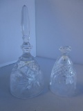 Lot of 2 decorative clear cut crystal bells 4