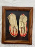 Vintage Native American Children Beaded Moccasins Framed