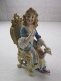 Vintage German porcelain lady sitting in chair figurine #11980 8.5