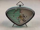 Vintage Fossil Sea Foam Green Table Top Wind Up Alarm Clock Mid Century Design