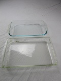 Lot of 2 Pyrex 3 quart clear glass baking dishes