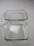 Lot of 2 Anchor Hocking clear glass baking dishes: square and oblong