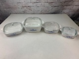 Lot of 4 Vintage Corning Ware Blue Cornflower Casserole Dishes with lids